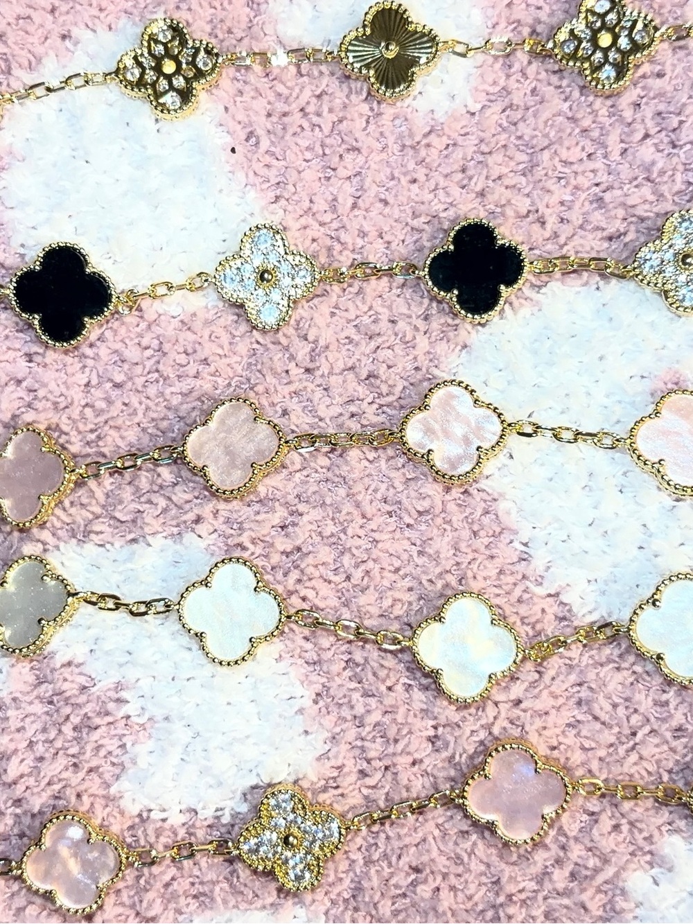 Gold Clover bracelets in multiple colors